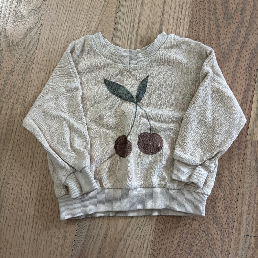 Rylee + Cru Terrycloth Cherry Sweatshirt 6-12M GUC